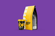 Coffee Pouch Mockup with cup, a Cups & Container Mockup by easymock (Thumbnail 7 of 9)