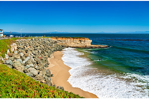 Coastal Cliffs and Blue Ocean Waves, a Nature Photo by Leonid Andronov