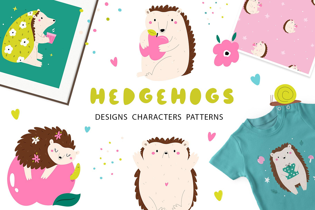 Hedgehogs - cute graphic collection, an Animal Illustration by danceyourlife (Photo 1 of 8)