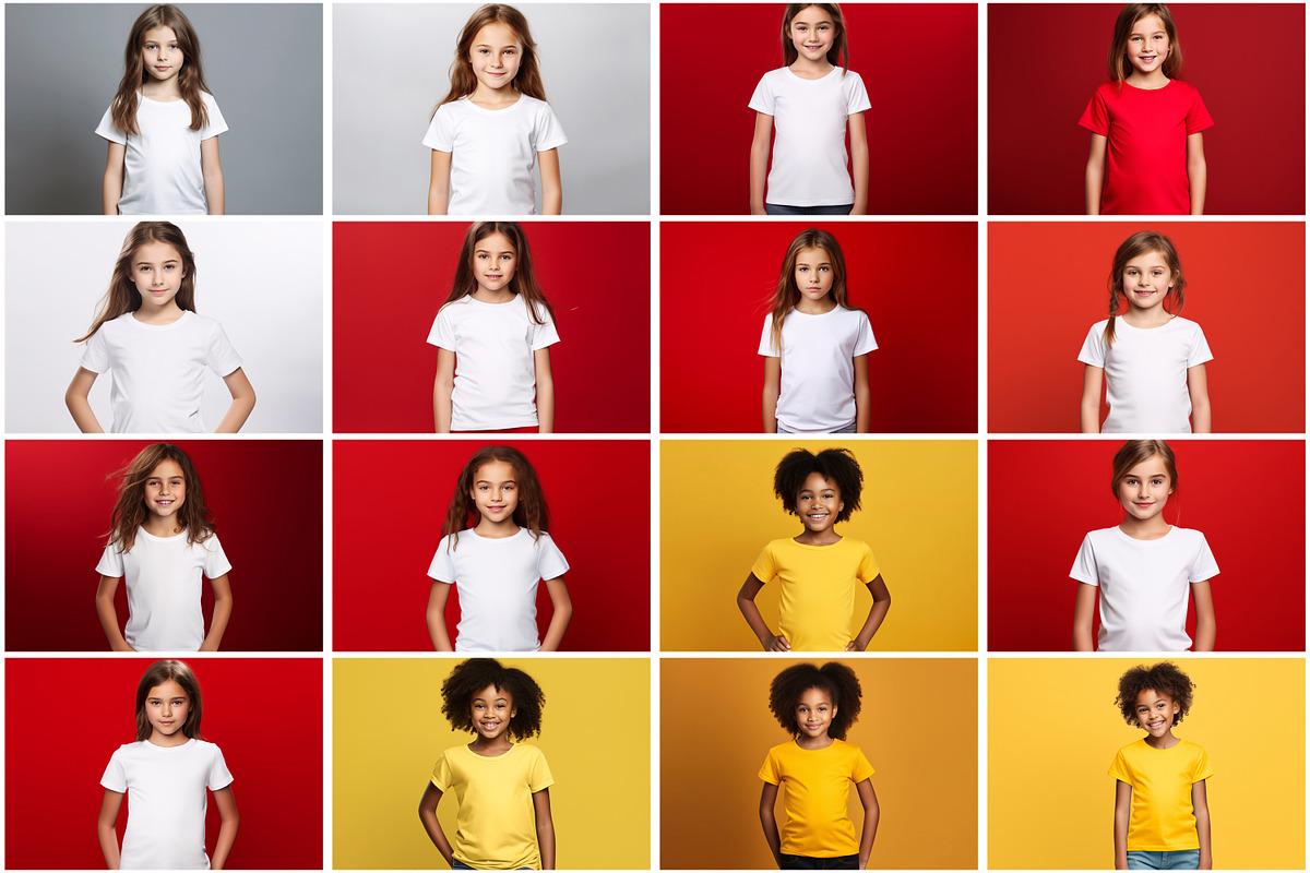 Kid Girl T-Shirt Mockup Picture Bund, a Shirt Mockup by Forhadx5 (Photo 5 of 8)