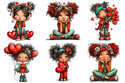 Quirky Valentine Girls Set, an Illustration by Daily.Designs (Thumbnail 4 of 5)