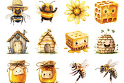Golden Honeycomb Apiary Clipart, a Seasonal Illustration by Designking (Thumbnail 2 of 5)