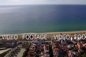 Barcelona and sea, aerial view