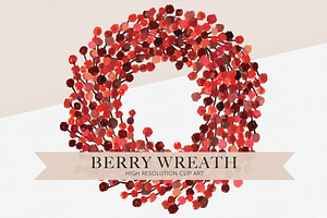 Digital Clipart Berry Wreath PNG
