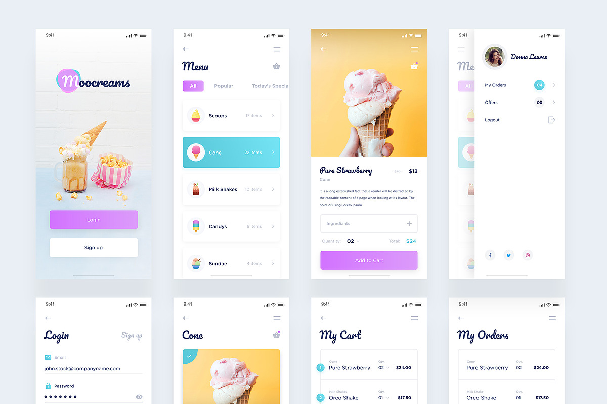 Moocream App UI, a Product Mockup by My Creative Shop (Photo 2 of 2)