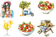Watercolor Italy Summer Clipart, an Illustration by Designking (Thumbnail 2 of 5)
