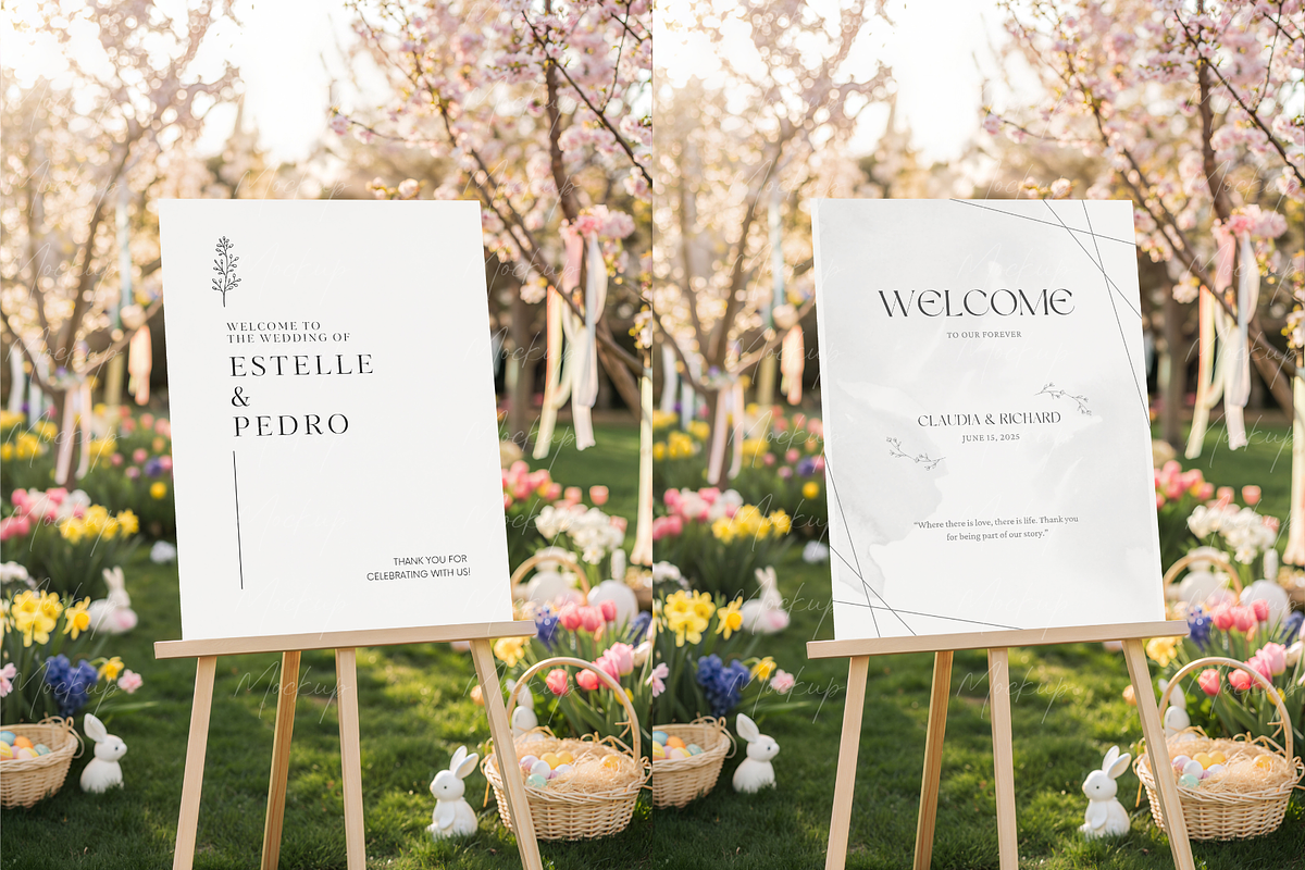 Easter Welcome Sign Easel Mockup, a Product Mockup by TatiMockup