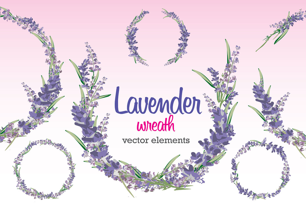 Lavender Wreath Vector Elements, an Illustration by audeemirza (Photo 1 of 5)