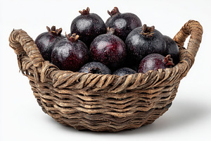 Dark Pomegranates in Rustic Basket H, a Photo by Pixeness Studio