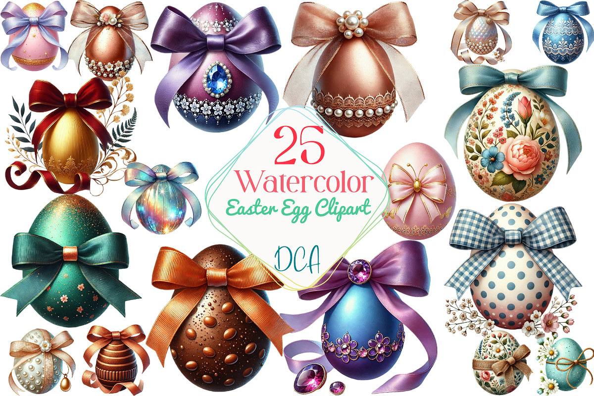 Easter Egg Clipart, Easter Clipart, an Illustration by DreamCafeArt (Photo 1 of 5)