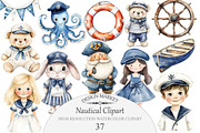 Nautical Watercolor Clipart, an Illustration by Design Market (Thumbnail 1 of 4)