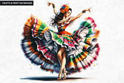 Mexican ballerinas Clipart Set, a Person Illustration by ThatsDesignArt (Thumbnail 7 of 10)