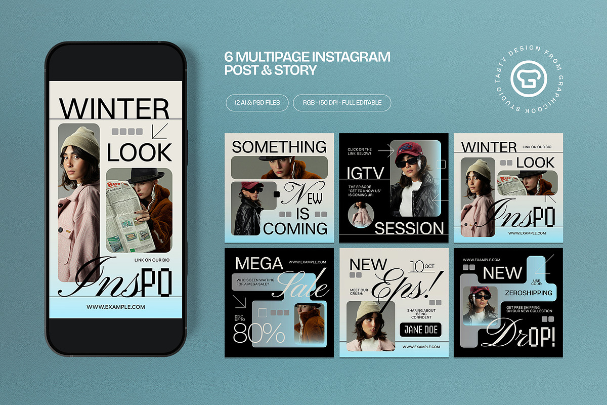 Beige Winter Fashion Instagram Pack, a Social Media Template by graphicook (Photo 2 of 6)