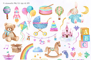 Watercolor Baby Toys Clipart, an Illustration by Hanna's ArtLab (Thumbnail 2 of 4)