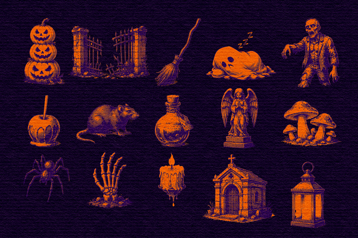 Halloween Vintage Engraving Vol.03, an Object Illustration by Alara Studio (Photo 7 of 7)