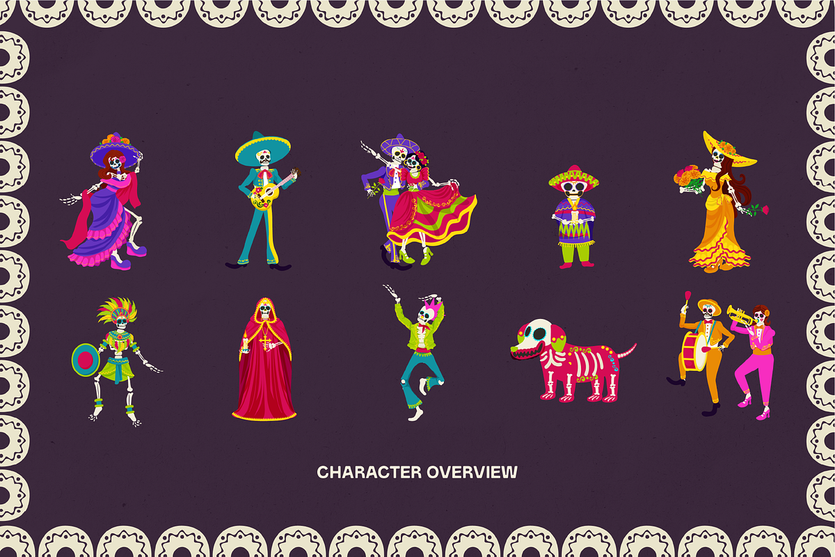 Dia De Los Muertos Character Set, an Illustration by Invisual Studio (Photo 2 of 10)