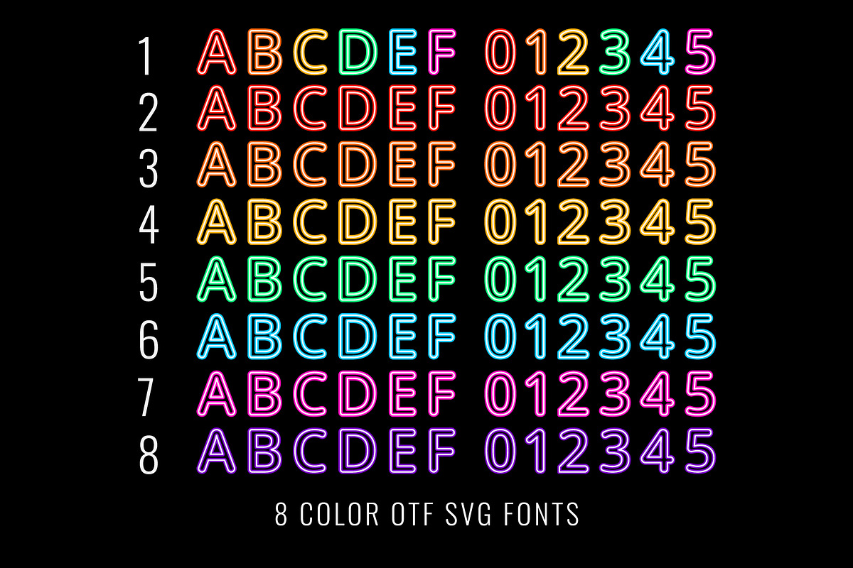 Neon Color Font family, a Symbol Font by Font Craft Studio (Photo 2 of 11)