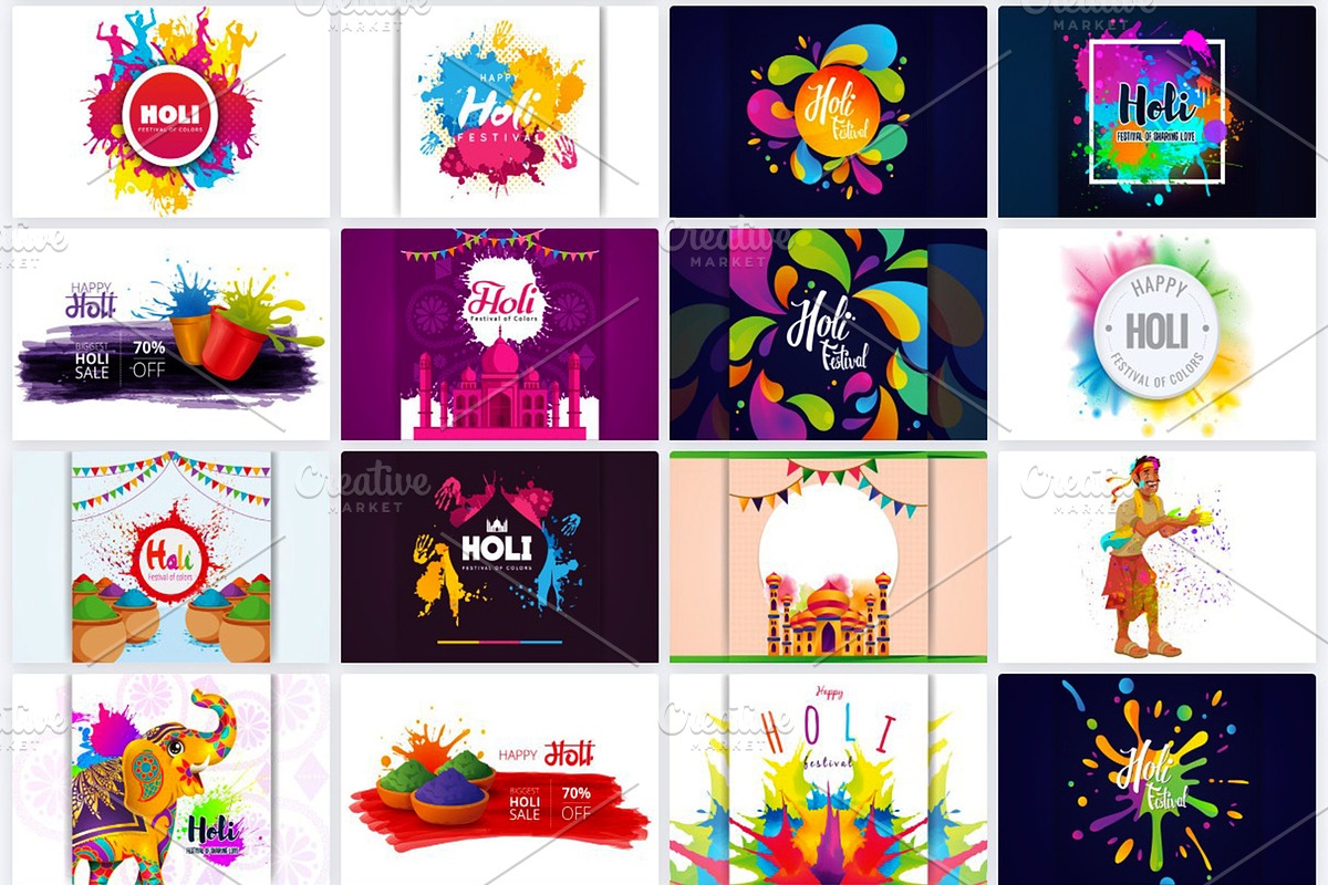 Holi Festival Backgrounds Collection, an Illustration by naem021 (Photo 4 of 10)