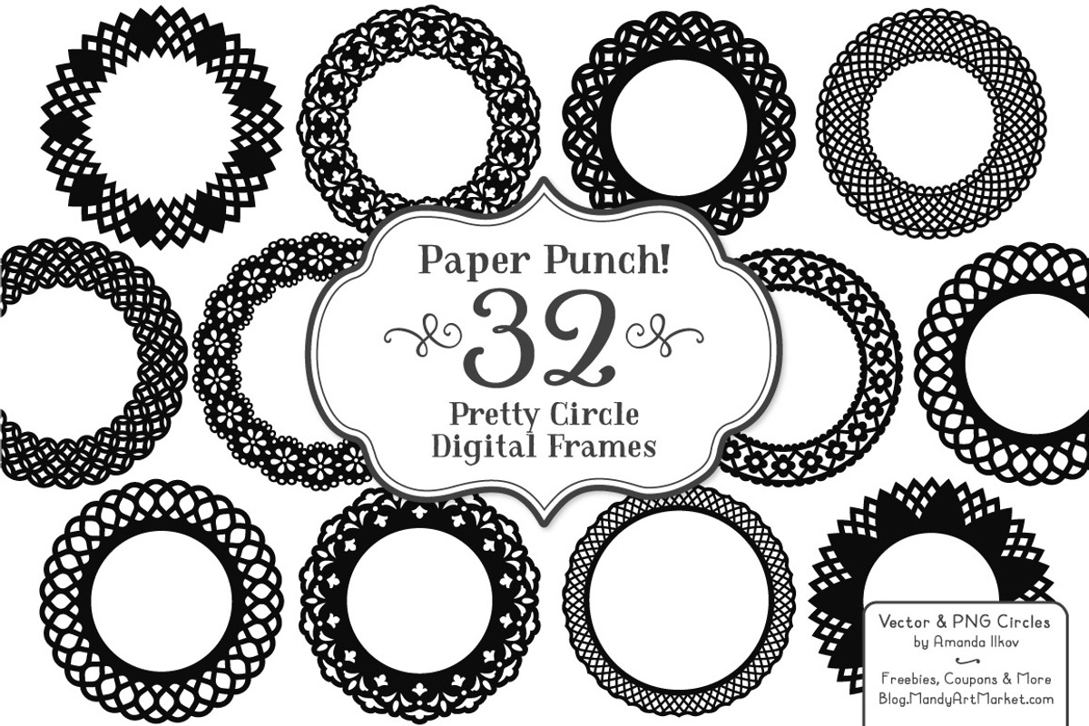 Round Vector Black Lace Frames, an Illustration by Amanda Ilkov (Photo 1 of 4)