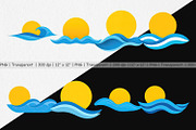 Sun and Waves Clipart, a Graphic by Artnoy (Thumbnail 2 of 5)