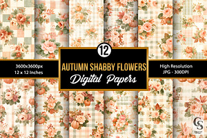 Autumn Shabby Chic Flowers Pattern