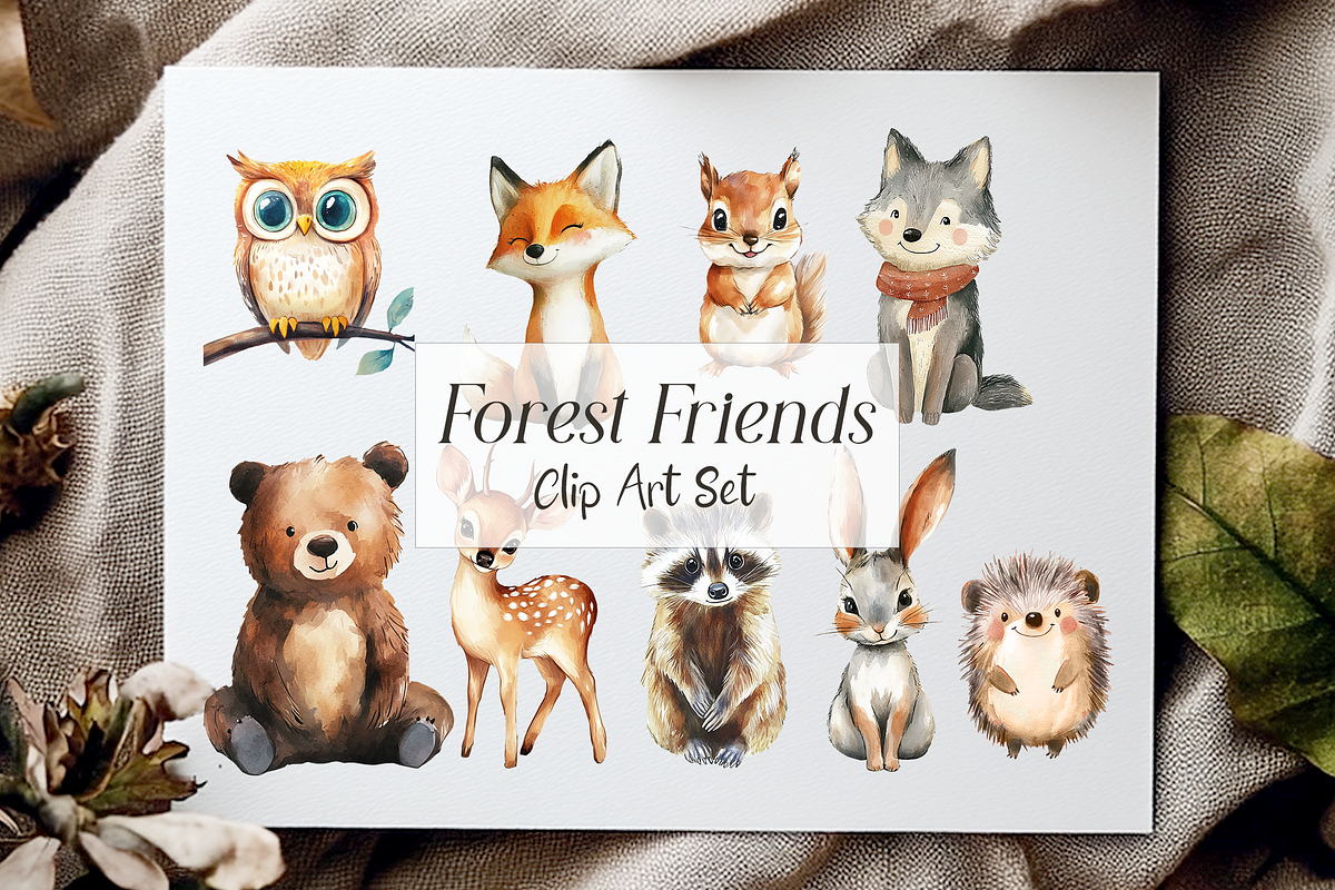 Forest Friends Clip Art Set, an Illustration by Tati Bordiu Digital (Photo 1 of 4)