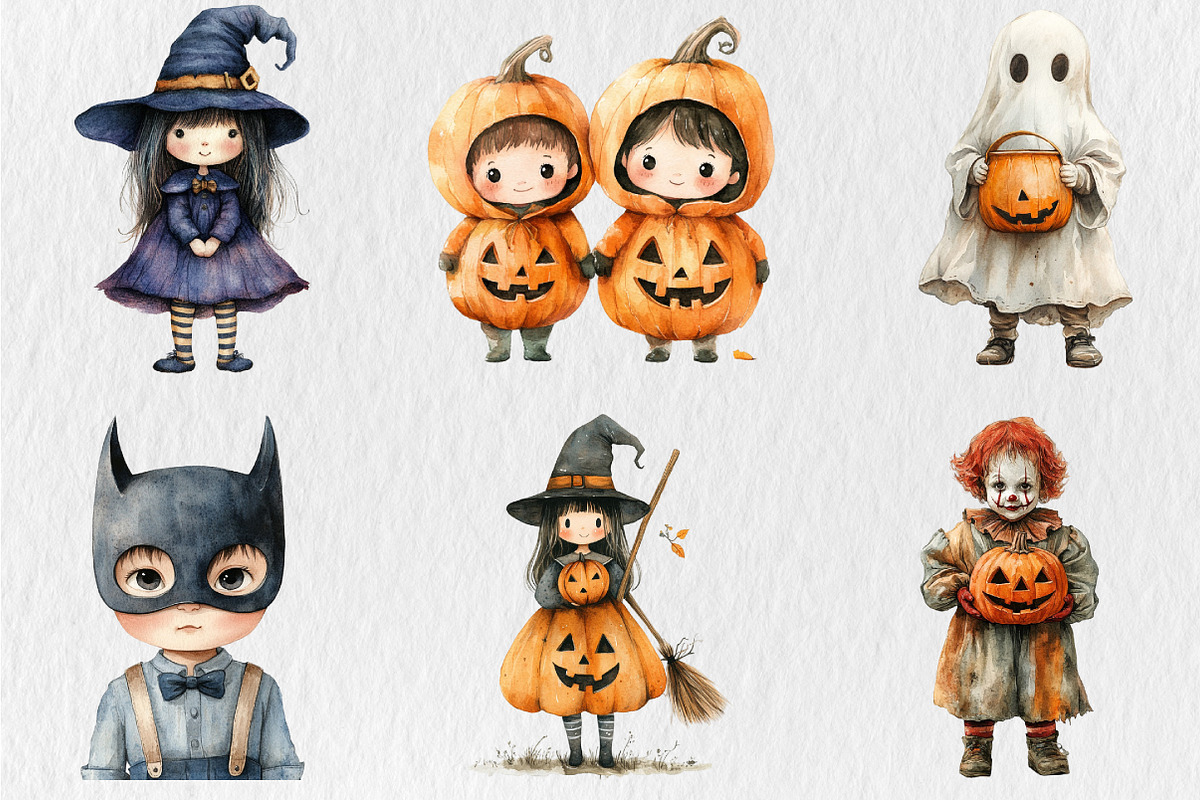 Vintage Halloween Children Clipart, a Seasonal Illustration by Rose Art (Photo 4 of 5)