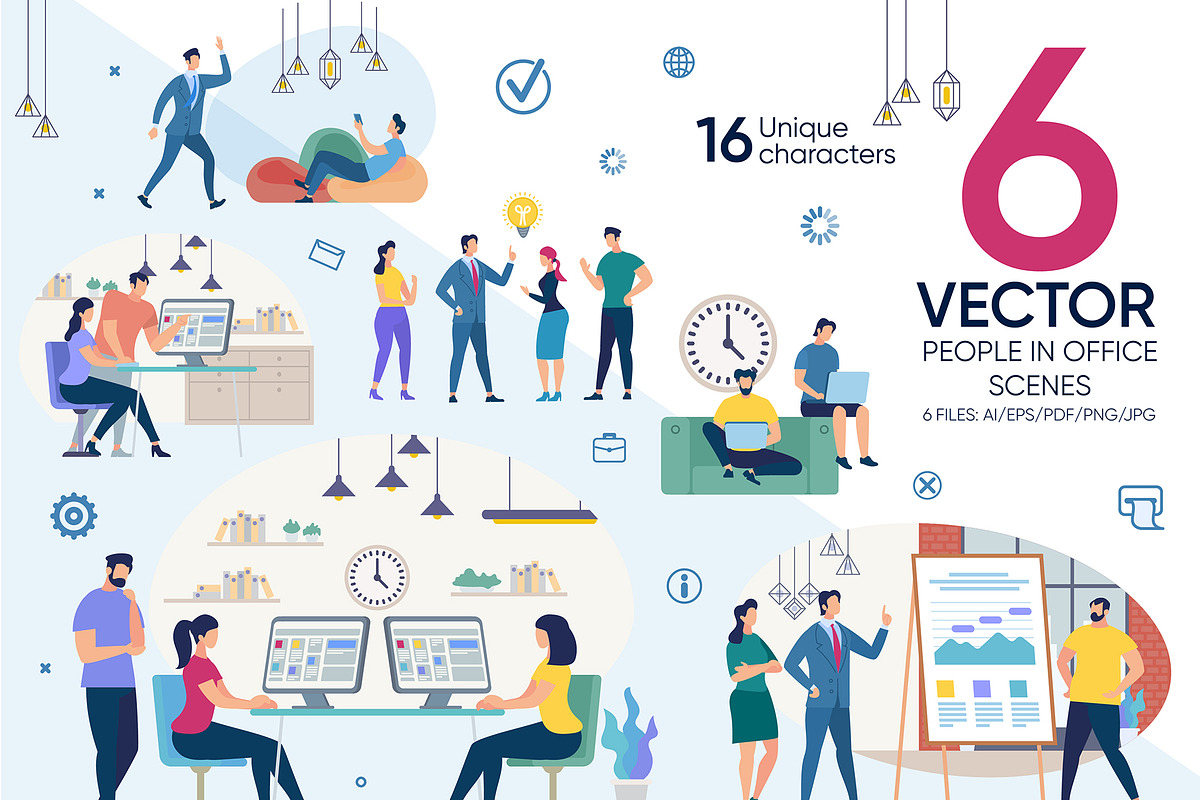 People in Office Vector Scenes, a Person Illustration by Tera Vector (Photo 1 of 2)