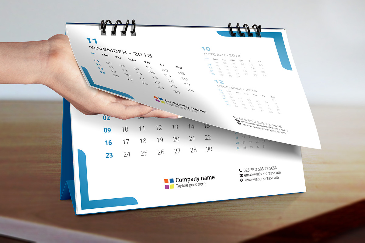 Desk Calendar 2018_V4, a Stationery Template by graphicbox (Photo 4 of 7)