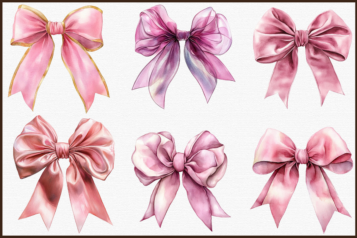 Watercolor Clipart - Pink Bow - Bow, an Illustration by Sublimation Artist (Photo 3 of 6)