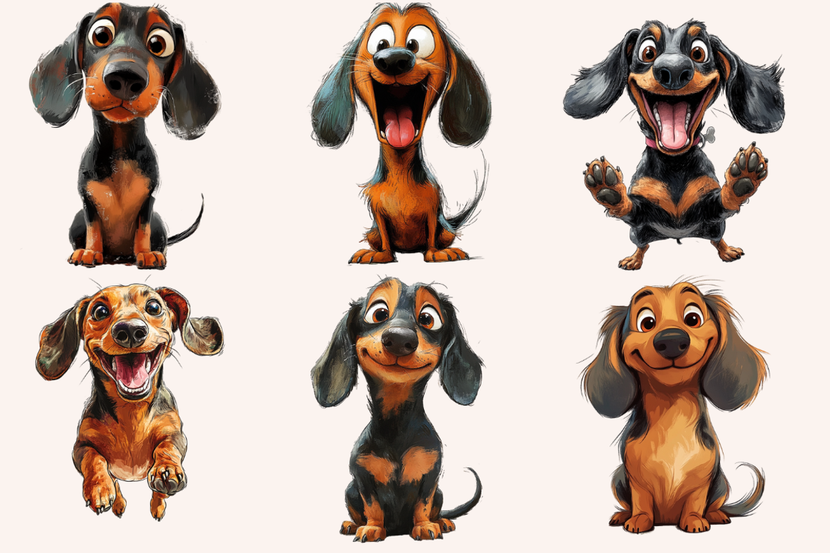 Dachshunds in Playful Poses, an Animal Illustration by PrintHaven Designs (Photo 4 of 9)