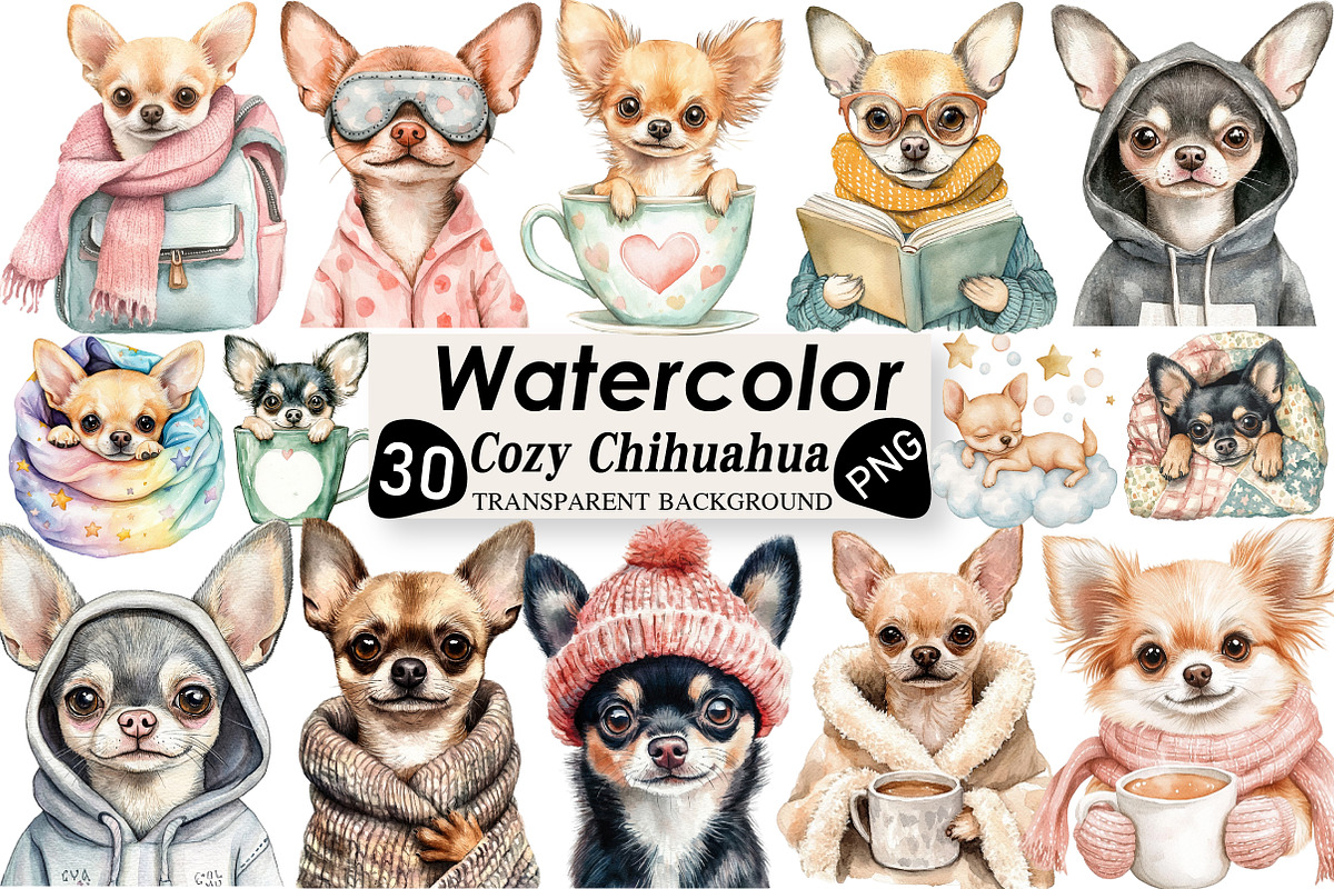 Cozy Chihuahua Clipart, an Illustration by Black Bird Studio (Photo 1 of 6)