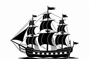 Sailing Ship Silhouette Vector, an Illustration by Amazin_art (Thumbnail 6 of 8)