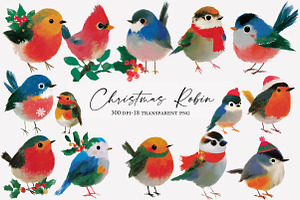 Christmas Robin Clipart, an Illustration by Designworld
