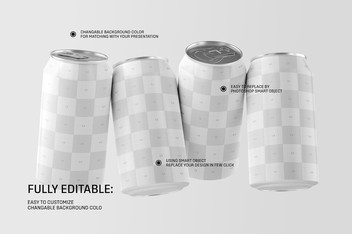 Floating Four 330ml Soda Can Mockup, a Cups & Container Mockup by Toasin Studio (Photo 4 of 4)
