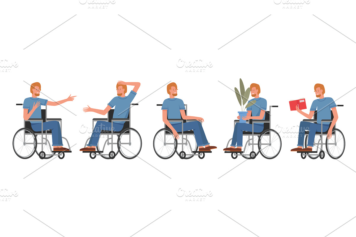Disabled Man in Wheelchair, a Person Illustration by Flashvector
