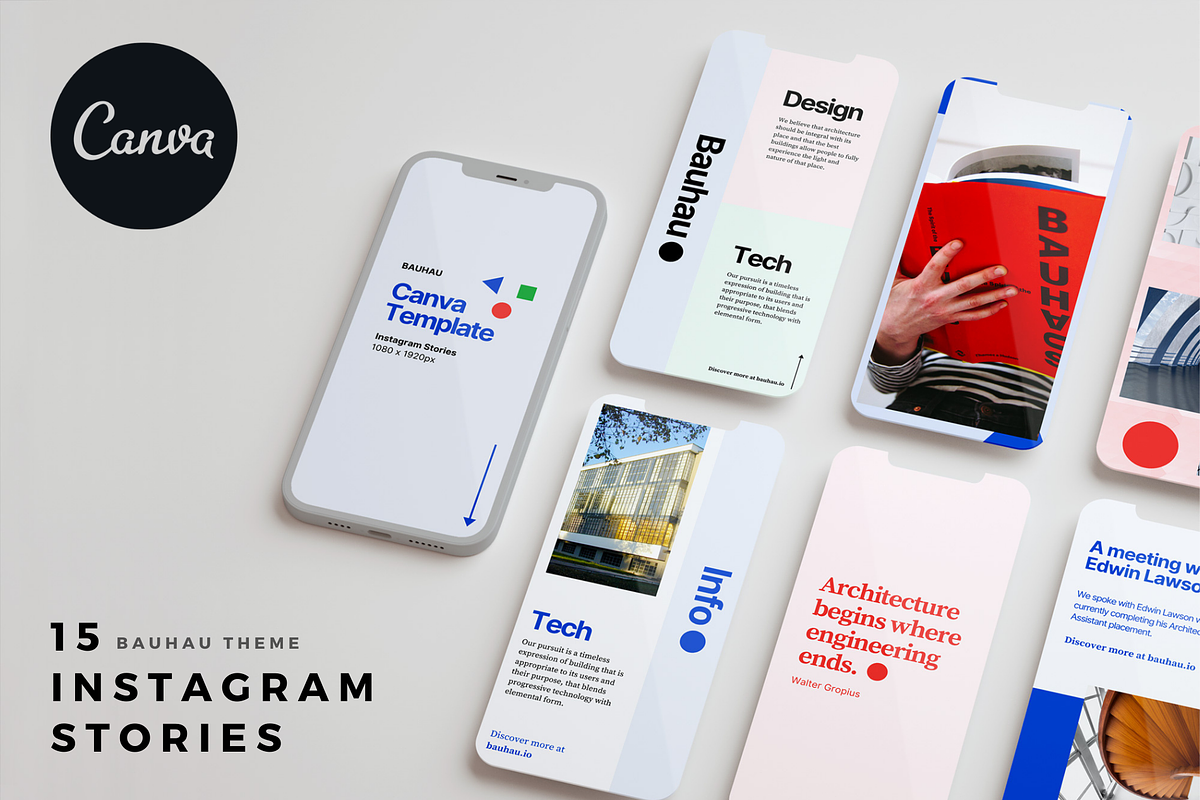 BAUHAU Theme | 15 Canva IG Stories, a Social Media Template by OEN Design (Photo 1 of 6)