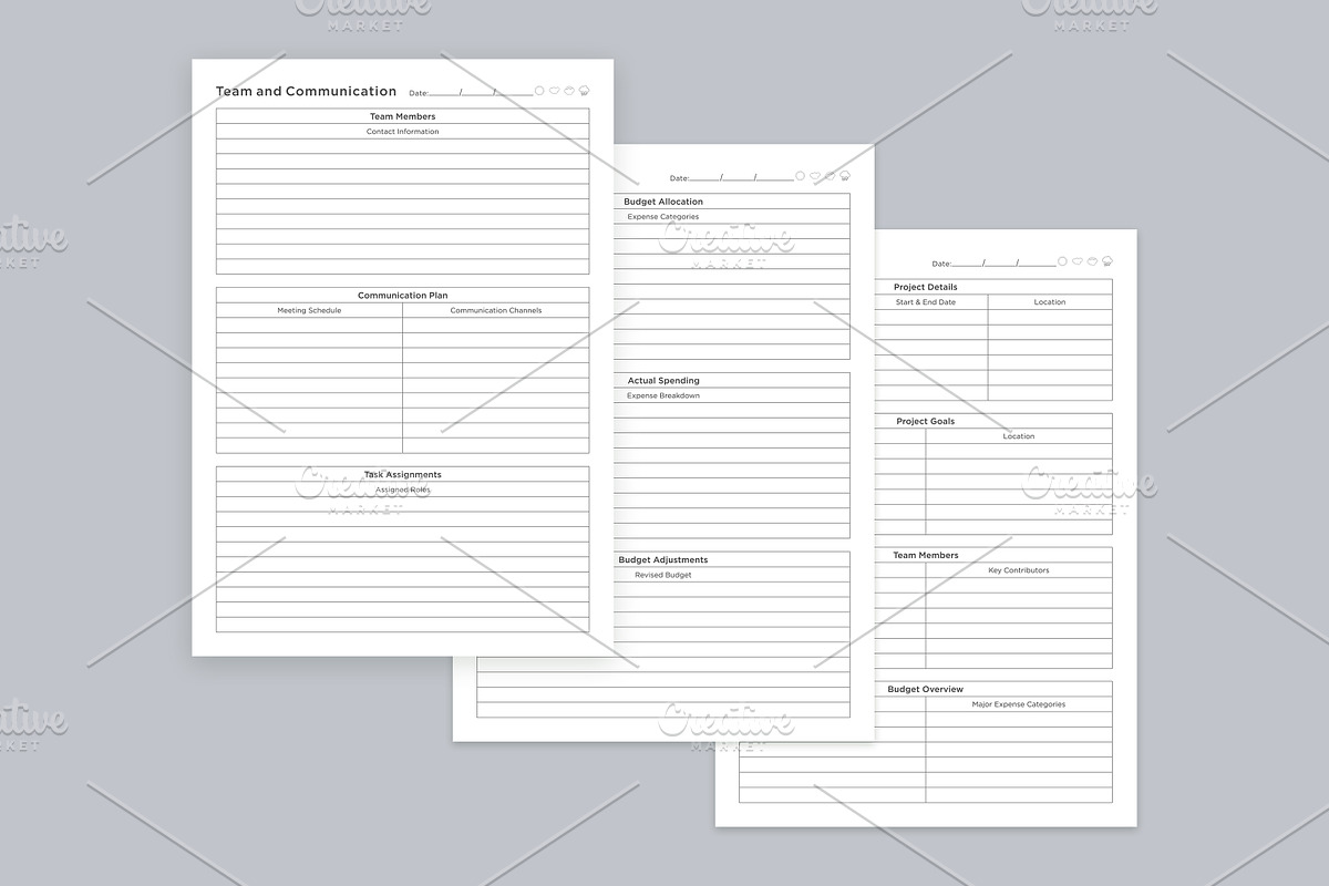Project Planner Pages Set V-01, a Stationery Template by shahsoft (Photo 2 of 3)