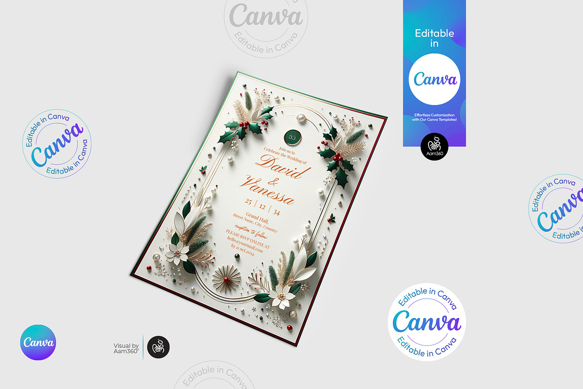 Christmas Wedding Invitation Flyer, a Flyer Template by Aam360 (Photo 2 of 5)