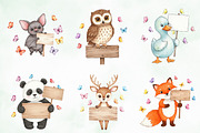 Watercolor Animal Holding A Sign Png, an Illustration by Creative Art (Thumbnail 4 of 10)