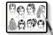 Procreate Hairstyles Portrait Stamps, a Brushes & More by LaurenceVArtiste (Thumbnail 2 of 8)