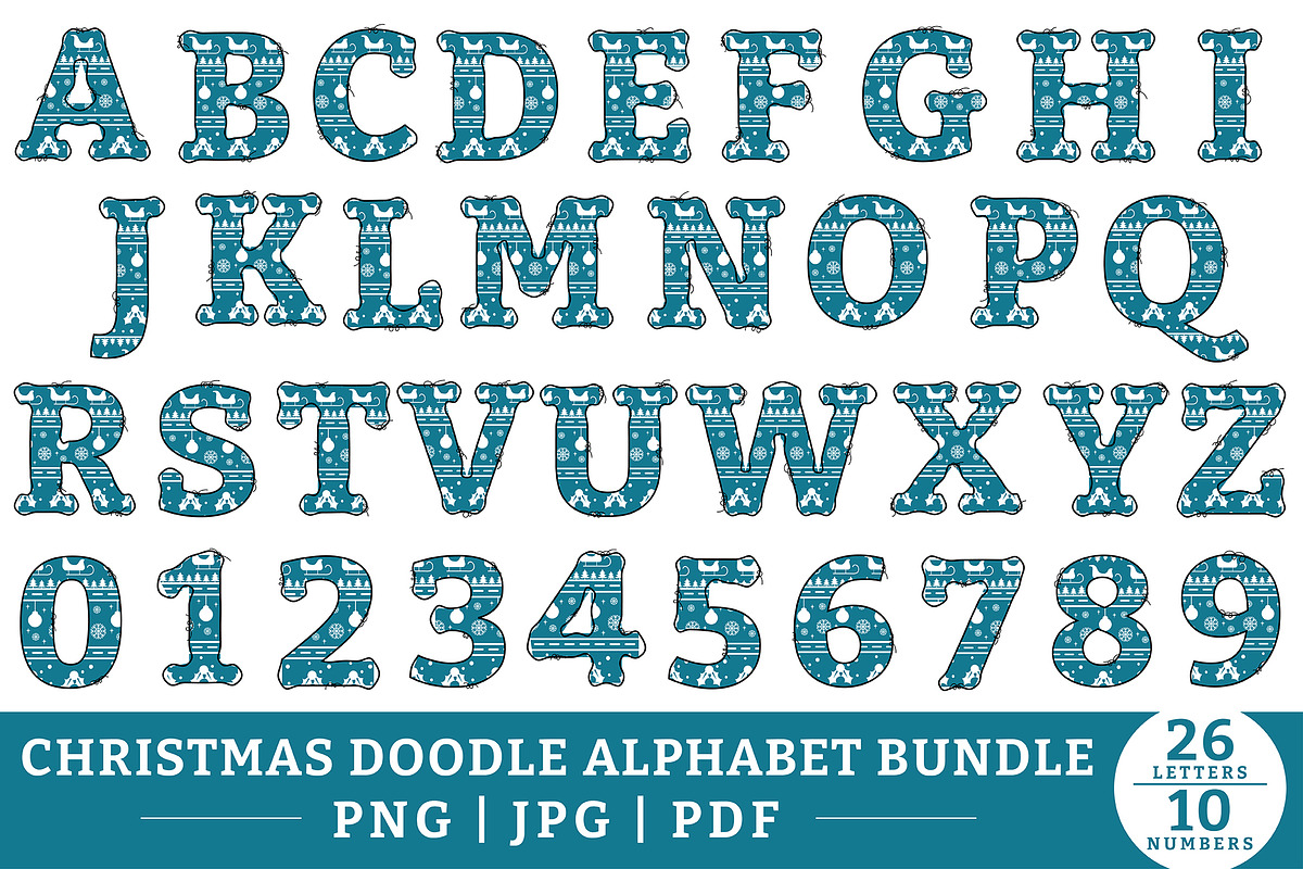 Christmas Doodle Alphabet PNG Bundle, a Graphic by CraftlabSVG (Photo 8 of 13)