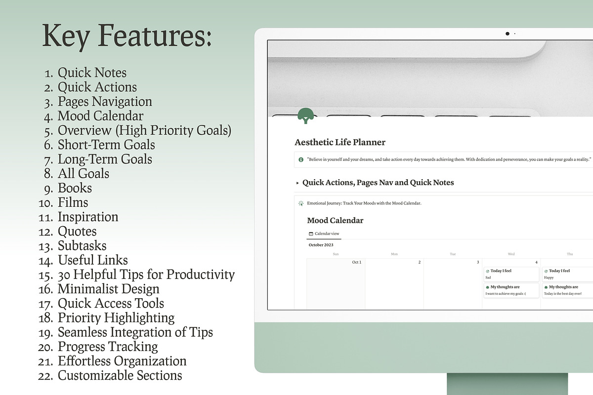 Aesthetic Life Planner Notion, a Templates & Theme by KristinaK3 (Photo 2 of 2)