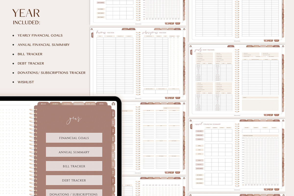 iPad Budget Planner Brown, a Presentation Template by SofiaDesign16 (Photo 3 of 10)