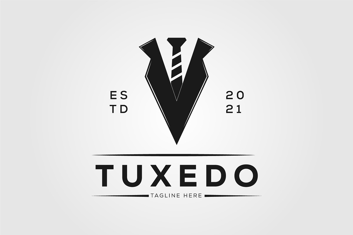 tuxedo suit and vintage tie logo, a Graphic by Rizkaarishandy_shop (Photo 2 of 2)