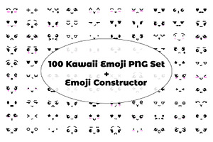 100 Kawaii Emoji PNG Emoji Construct, an Object Illustration by Kseniya-Omega
