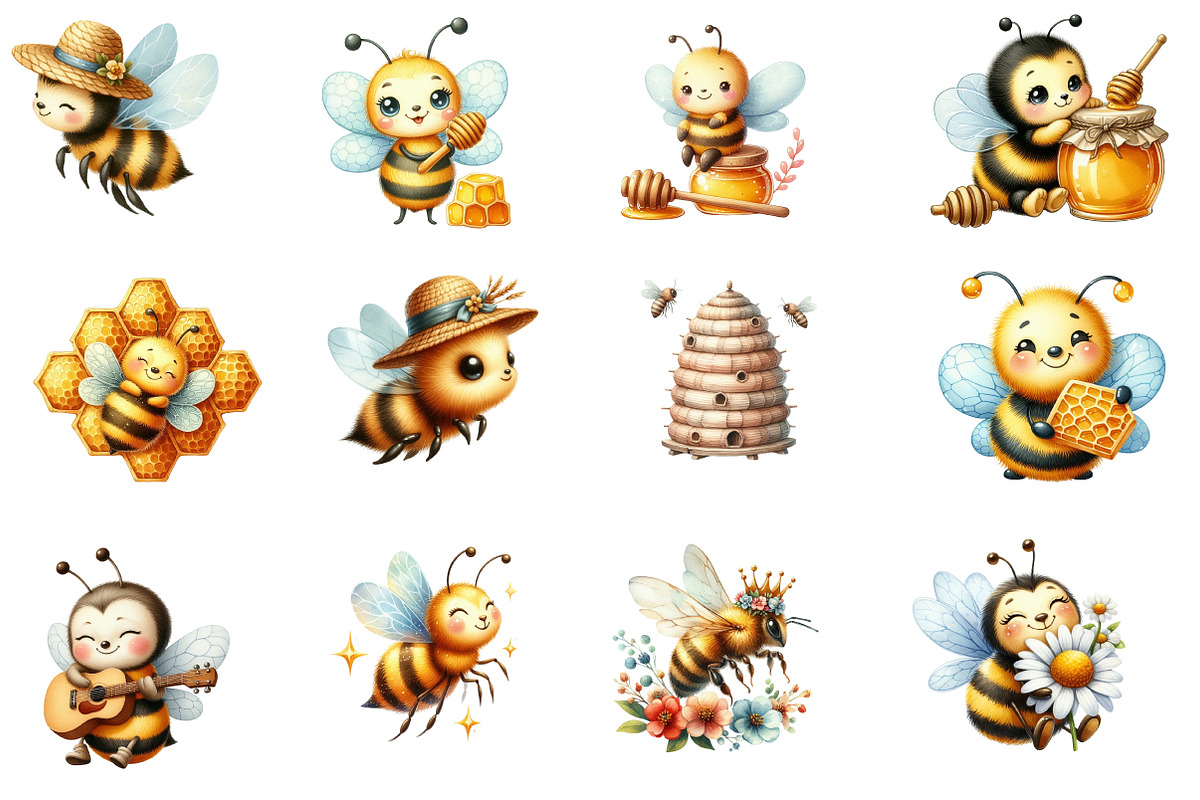 Bee Clipart Watercolor, an Illustration by Designworld (Photo 2 of 5)