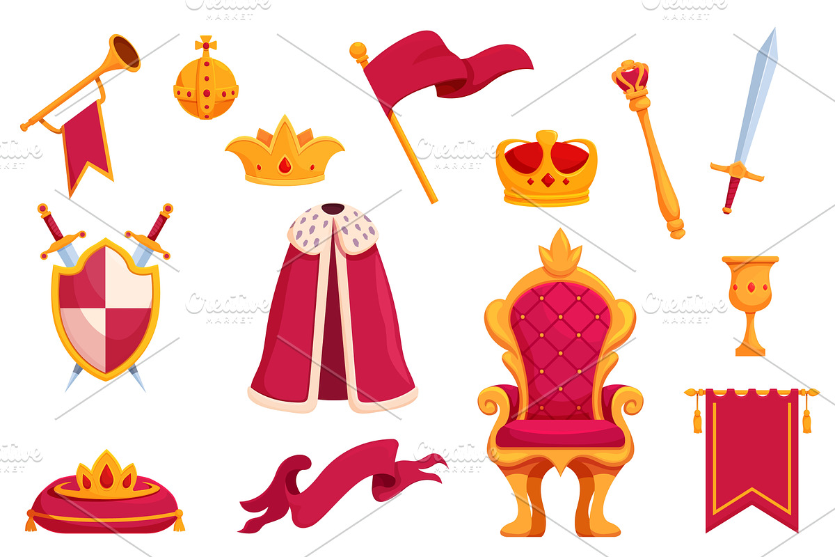 Cartoon monarchy symbols. Ceremonial, an Illustration by Valerie Bodnar