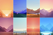 Vector Nature Landscapes, an Illustration by Darumo Shop (Thumbnail 2 of 6)