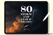 Storm and Cloud Procreate Brushes, a Brush Add-On by svgocean (Thumbnail 1 of 9)